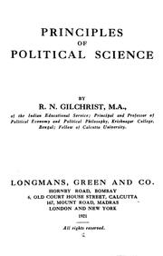 Cover of: Principles of political science