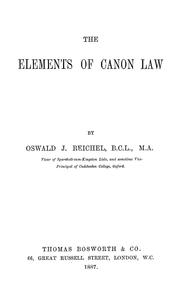 Cover of: The elements of canon law