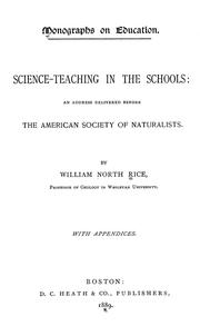 Cover of: Science-teaching in the schools: an address delivered before the American Society of Naturalists