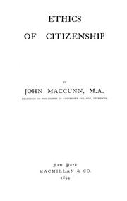 Cover of: Ethics of citizenship