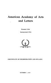 Cover of: Certificate of incorporation and by-laws by American Academy of Arts and Letters.