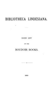 Cover of: Bibliotheca Lindesiana: Hand list of the boudoir books