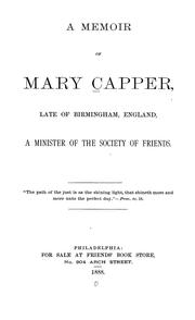 Cover of: A memoir of Mary Capper by Mary Capper