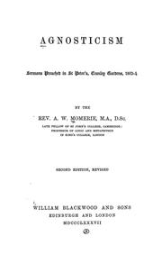 Cover of: Agnosticism: sermons preached in St. Peter's, Cranley gardens, 1883-4