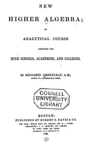 Cover of: New higher algebra | Benjamin Greenleaf