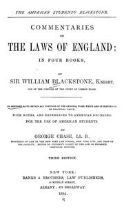 Cover of: The American students' Blackstone: commentaries on the laws of England : in four books
