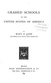 Cover of: Graded schools in the United States of America