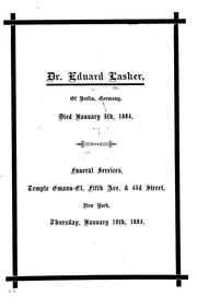 Dr. Eduard Lasker of Berlin, Germany, died January 5, 1884