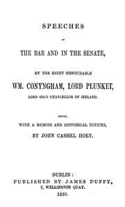 Speeches at the bar and in the senate by Plunket, William Conyngham Plunket 1st baron