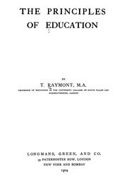 Cover of: The principles of education | T. Raymont