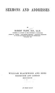 Cover of: Sermons and addresses by Robert Flint