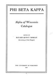 Cover of: Phi Beta Kappa: Alpha of Wisconsin; catalogue