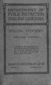 Cover of: Spelling efficiencey in the Oakland schools