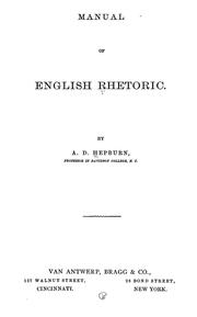 Cover of: Manual of English rhetoric