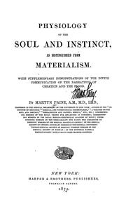 Cover of: Physiology of the soul and instinct, as distinguished from materialism