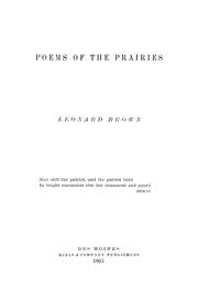Cover of Poems of the prairies by Leonard Brown
