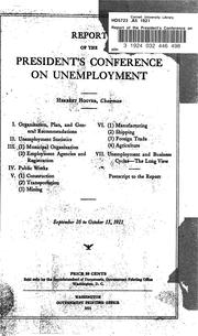 Cover of: Report of the President's Conference on unemployment ...