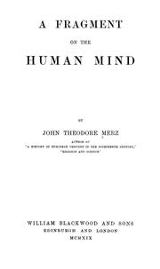 Cover of: A fragment on the human mind