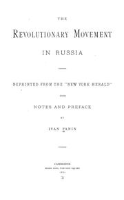 The revolutionary movement in Russia by Ivan Panin
