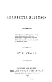 Cover of: Henrietta Robinson