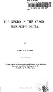 Cover of: The negro in the Yazoo-Mississippi delta