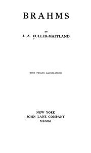 Cover of: Brahms by John Alexander Fuller-Maitland