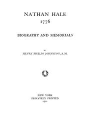 Cover of: Nathan Hale, 1776: biography and memorials