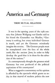 Cover of: America and Germany: their mutual relations