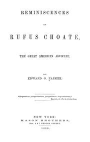Cover of: Reminiscences of Rufus Choate | Edward G. Parker
