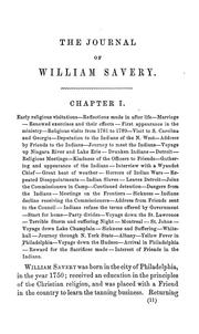 Cover of: A journal of the life, travels, and religious labors of William Savery, a minister of the Gospel of Christ, of the Society of Friends, late of Philadelphia by William Savery