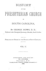 Cover of: History of the Presbyterian Church in South Carolina