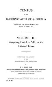 Cover of: Census of the commonwealth of Australia. 2.-3. April, 1911 | Australia. Commonwealth Bureau of Census and Statistics.
