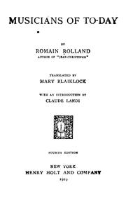 Cover of: Musicians of to-day by Romain Rolland