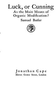 Cover of: Luck, or cunning by Samuel Butler