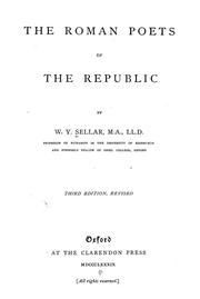 Cover of: The Roman poets of the Republic by W. Y. Sellar