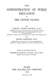 Cover of: The administration of public education in the United States