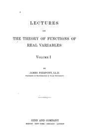 Lectures on the theory of functions of real variables by Pierpont, James