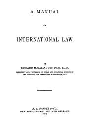 Cover of: A manual of international law.