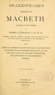 Cover of: Shakespeare's tragedy of Macbeth. by William Shakespeare