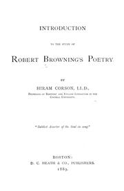 Cover of: An introduction to the study of Robert Browning's poetry by Robert Browning
