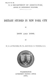 Cover of: ...Dietary studies in New York city in 1895 and 1896