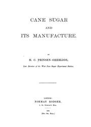 Cover of: Cane sugar and its manufacture