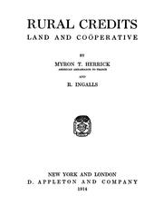 Cover of: Rural credits: land and coöperative