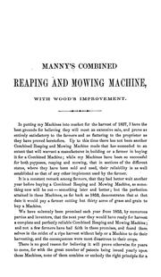 Cover of: Manny's combined reaper and mower with Wood's improvement by 