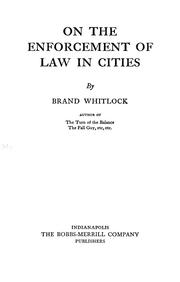 Cover of: On the enforcement of law in cities