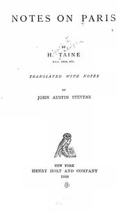 Cover of: Notes on Paris | Hippolyte Taine