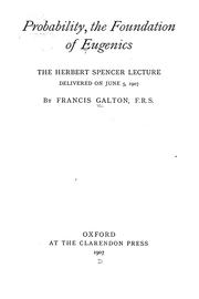 Cover of: Probability by Sir Francis Galton, Sir Francis Galton