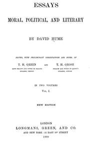 Cover of: Essays: moral, political, and literary by David Hume