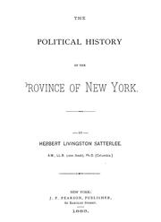 Cover of: The political history of the province of New York