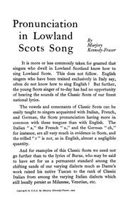 Cover of: Lowland Scots pronunciation by Marjory Kennedy-Fraser